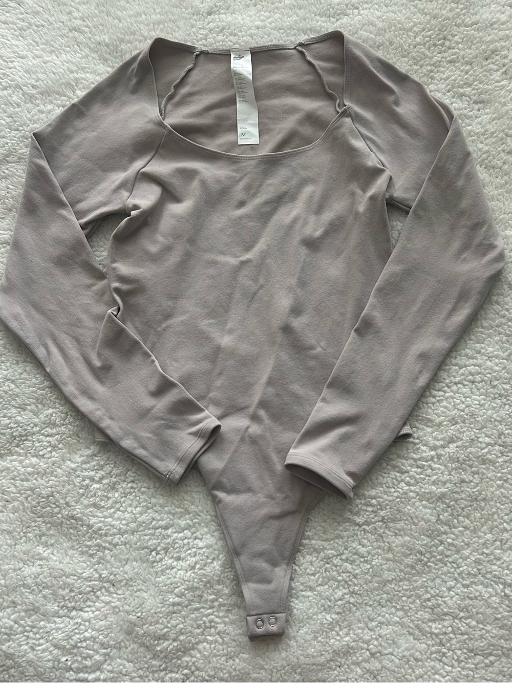 Fabletics Long Sleeve Scoop Neck Bodysuit - Taupe Gray